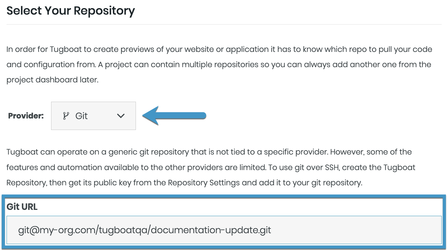 Specify generic git server