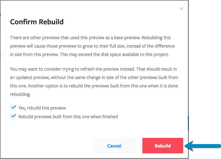Press the Rebuild button