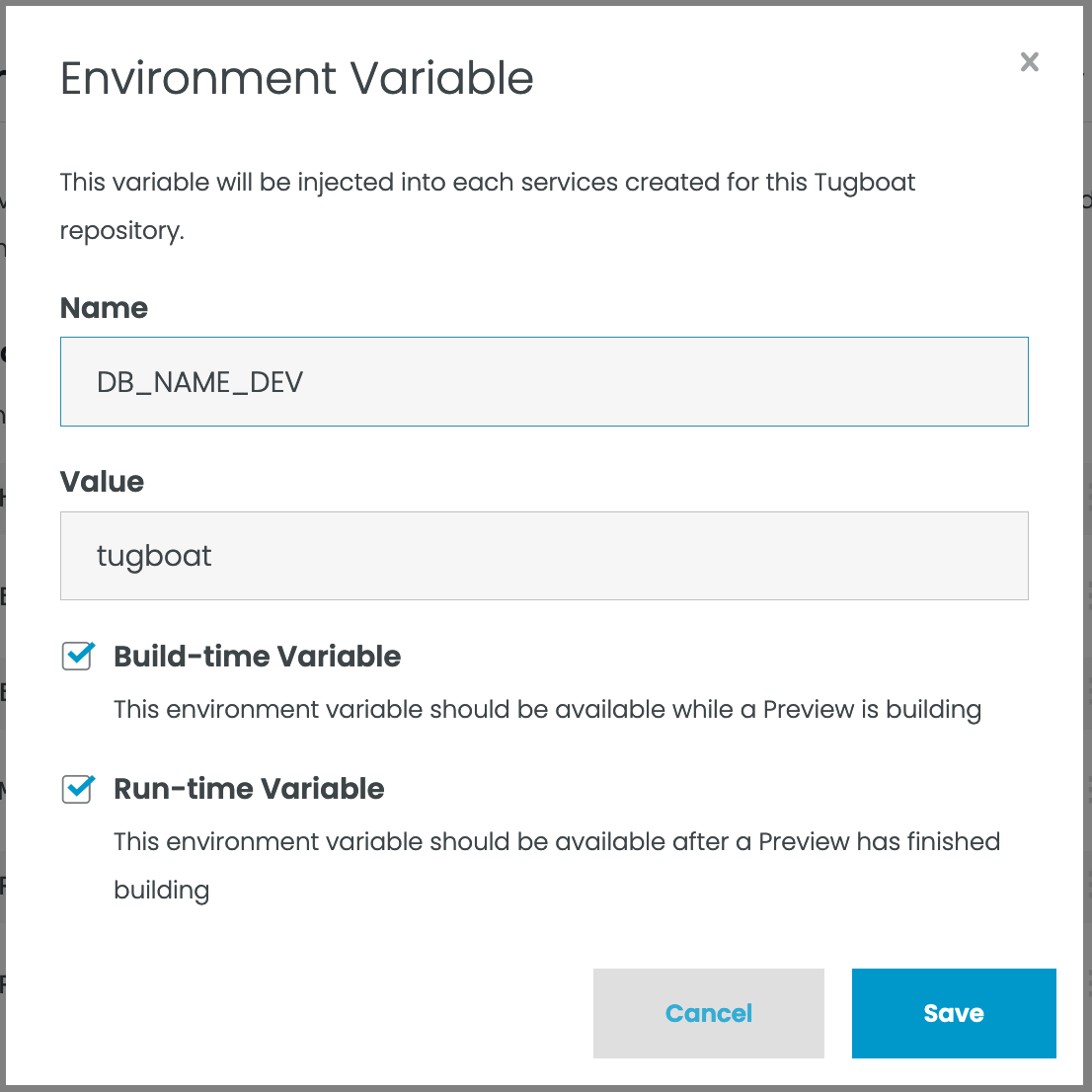 Environment Variable Scope checkboxes in Repository Settings UI